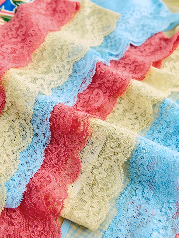 Blue/Yellow High Leg Cotton and Lace Knickers 7 Pack - Image 13 of 13 Blue/Yellow High Leg Cotton and Lace Knickers 7 Pack - Image 13 of 13