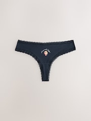 Pink/Cream Thong Cotton and Lace Knickers 7 Pack - Image 3 of 9