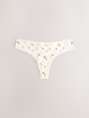 Pink/Cream Thong Cotton and Lace Knickers 7 Pack - Image 4 of 9