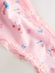 Pink/Cream Thong Cotton and Lace Knickers 7 Pack - Image 9 of 9
