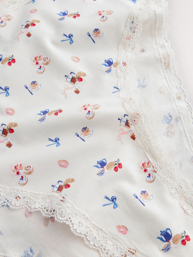 Pink/Cream High Waist High Leg Cotton and Lace Knickers 7 Pack - Image 10 of 10