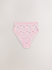 Pink/Cream High Waist High Leg Cotton and Lace Knickers 7 Pack - Image 3 of 10