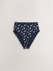 Pink/Cream High Waist High Leg Cotton and Lace Knickers 7 Pack - Image 6 of 10