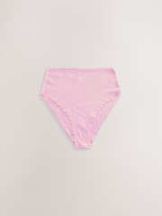 Pink/Cream High Waist High Leg Cotton and Lace Knickers 7 Pack - Image 8 of 10