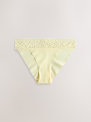 White/Yellow/Peach Tanga No VPL Lace Top Cotton Knickers 3 Pack - Image 2 of 6