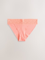 White/Yellow/Peach Tanga No VPL Lace Top Cotton Knickers 3 Pack - Image 4 of 6