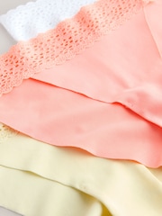 White/Yellow/Peach Tanga No VPL Lace Top Cotton Knickers 3 Pack - Image 6 of 6