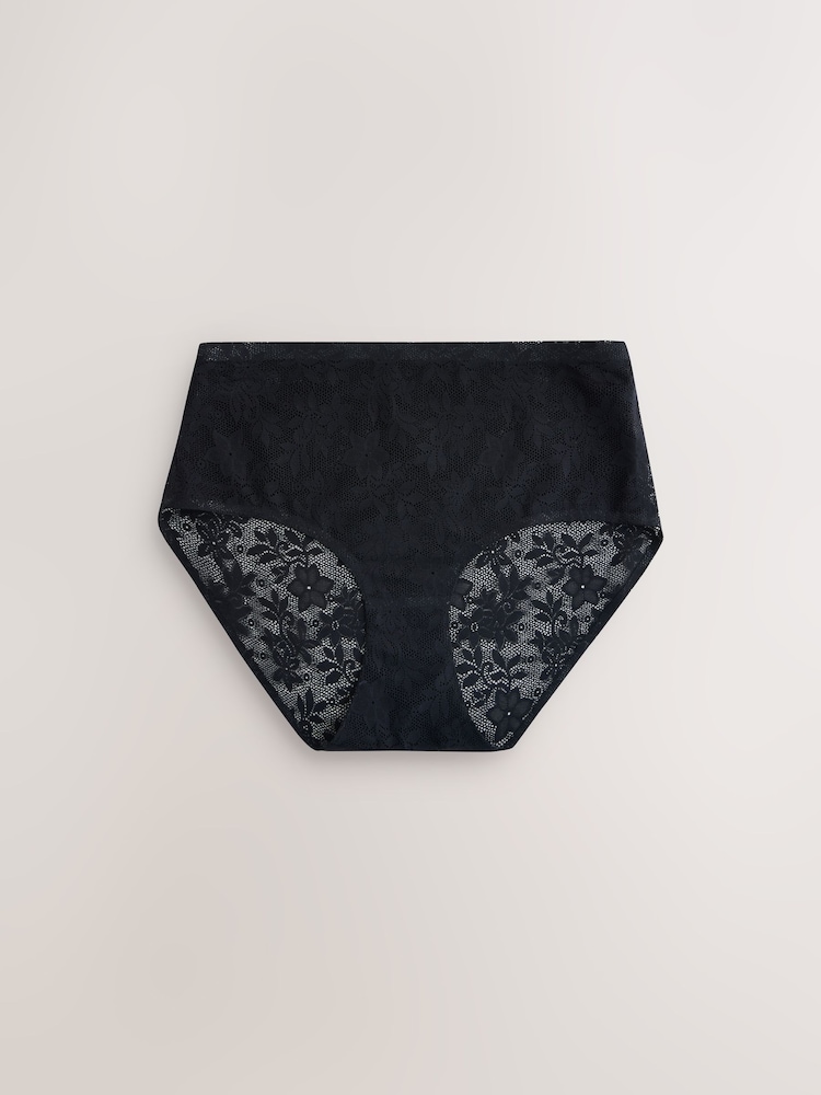 Black/Cream/Coral Pink Midi Stoma All Over Lace No VPL Knickers 3 Pack - Image 2 of 6 Black/Cream/Coral Pink Midi Stoma All Over Lace No VPL Knickers 3 Pack - Image 2 of 6