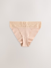 Black/White/Praline Nude Tanga No VPL Lace Top Cotton Knickers 3 Pack - Image 3 of 6