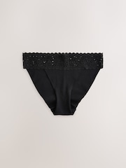 Nyeusi/Nyeupe/Uchi wa Praline - No VPL Lace Top Cotton Knickers 3 Pack - Picha 8 kati ya 10