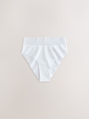 Black/White/Praline Nude High Rise High Leg No VPL Lace Top Cotton Knickers 3 Pack - Image 7 of 10