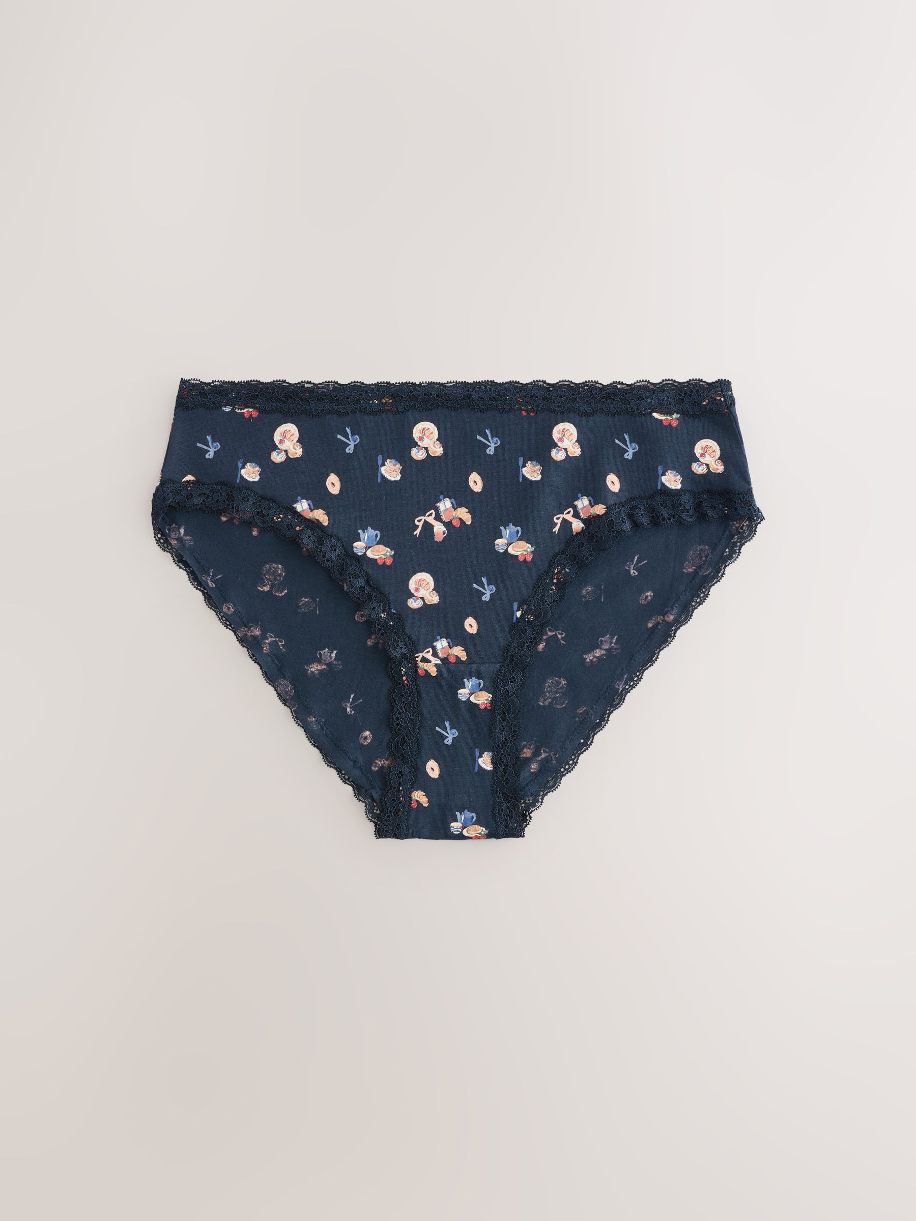 Buy Кава та круасани - Bikini Cotton and Lace Knickers 7 Pack з