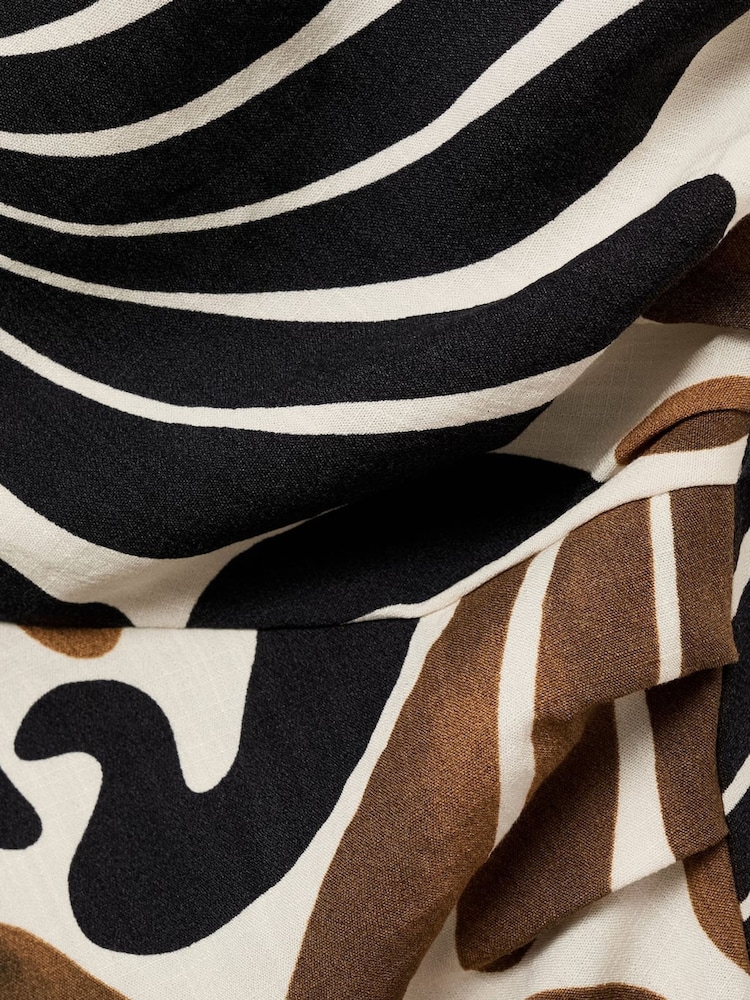 Mango Brown Asymmetrical Printed Midi Dress - Image 5 of 5