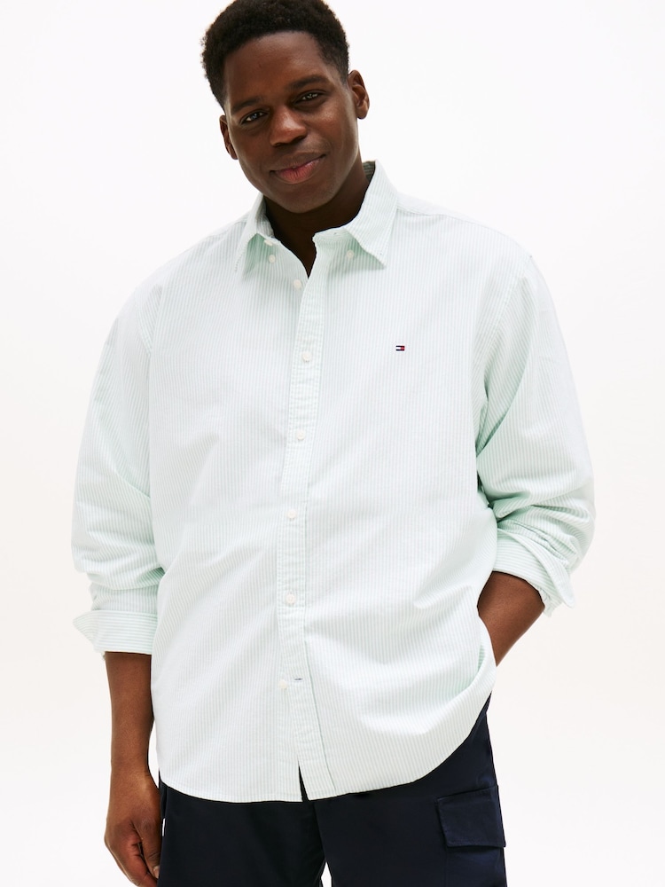 Tommy Hilfiger Blue Regular Fit Plus Stripe Oxford Shirt - Image 1 of 5