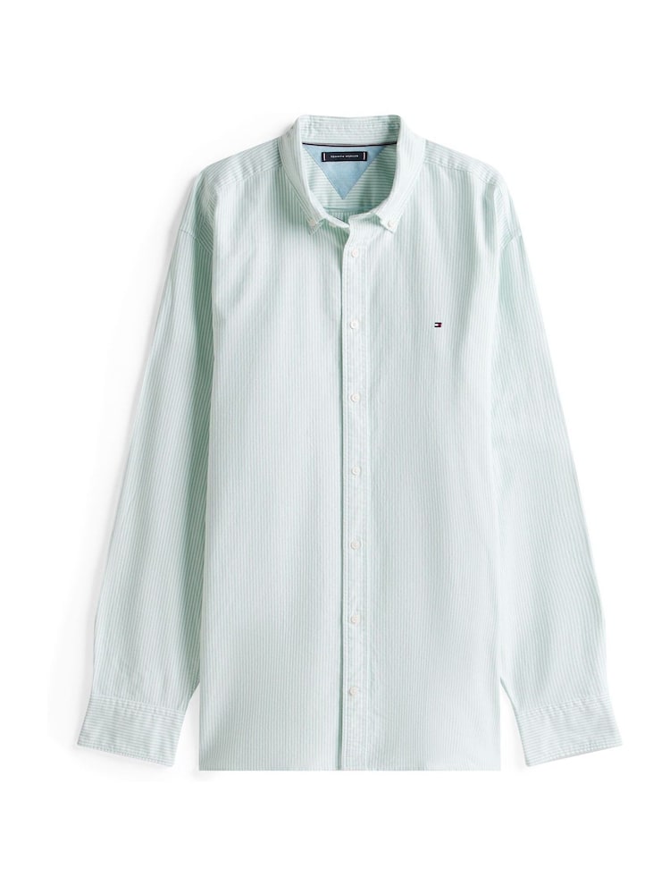 Tommy Hilfiger Blue Regular Fit Plus Stripe Oxford Shirt - Image 5 of 5