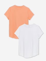Simply Be White Curved Hem Longline T-Shirts 2 Pack - Image 1 of 5