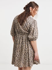 Simply Be Animal Print Button Through Skater Dress - Image 2 of 4