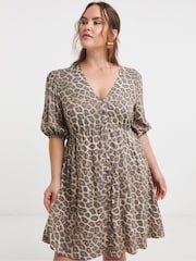 Simply Be Animal Print Button Through Skater Dress - Image 4 of 4