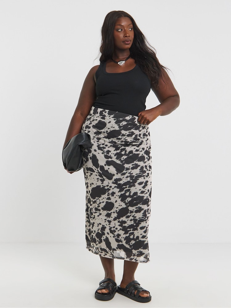 Simply Be Grey Mesh Maxi Skirt - Image 1 of 4