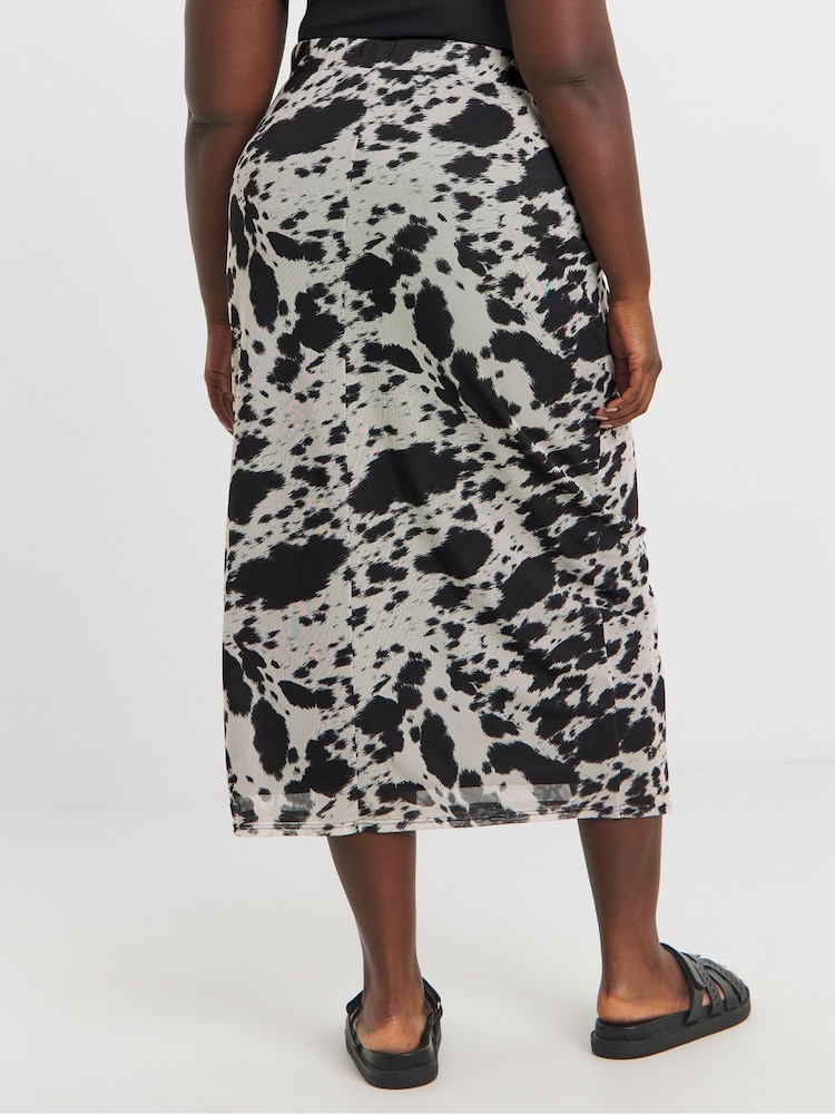 Simply Be Grey Mesh Maxi Skirt - Image 2 of 4