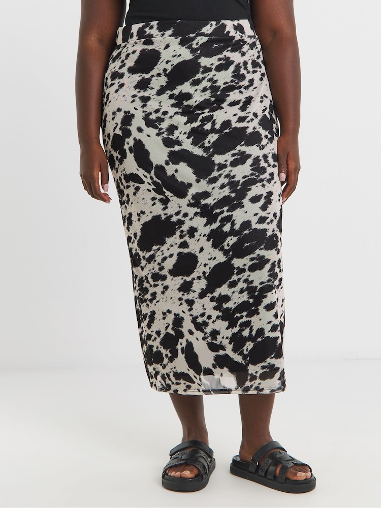 Simply Be Grey Mesh Maxi Skirt - Image 4 of 4