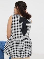 Simply Be Black Peplum Bow Back Top - Image 2 of 4