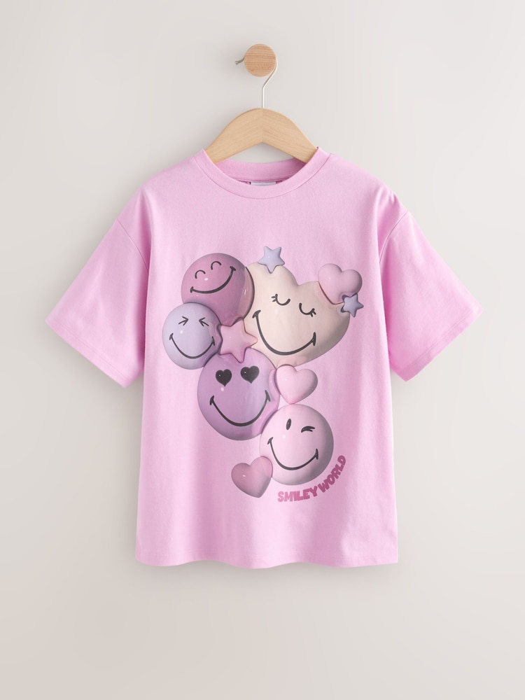Pink Smiley World Graphic T-Shirt (3-16yrs) - Image 1 of 4