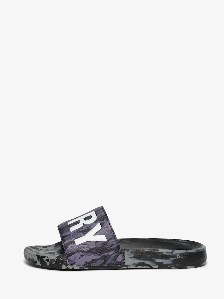 Superdry Grey Core Camo Pool Sliders - Image 1 of 2