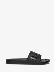 Superdry Black Core Graphic Pool Sliders - Image 1 of 3