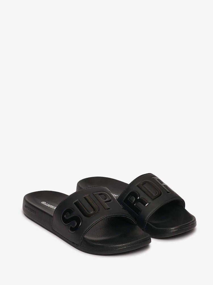 Superdry Black Core Graphic Pool Sliders - Image 2 of 3