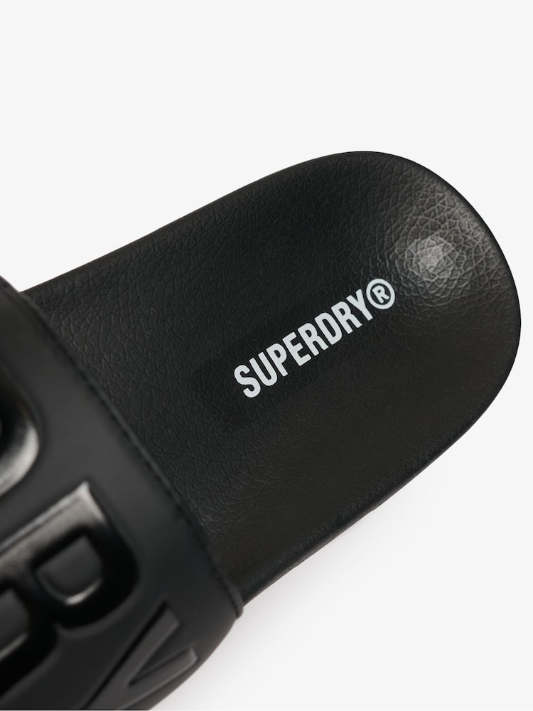 Superdry Black Core Graphic Pool Sliders - Image 3 of 3
