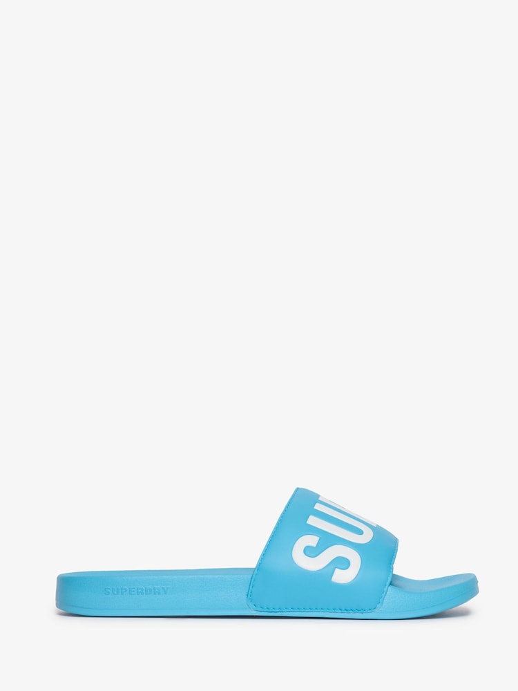 Superdry Blue Core Graphic Pool Sliders - Image 1 of 3