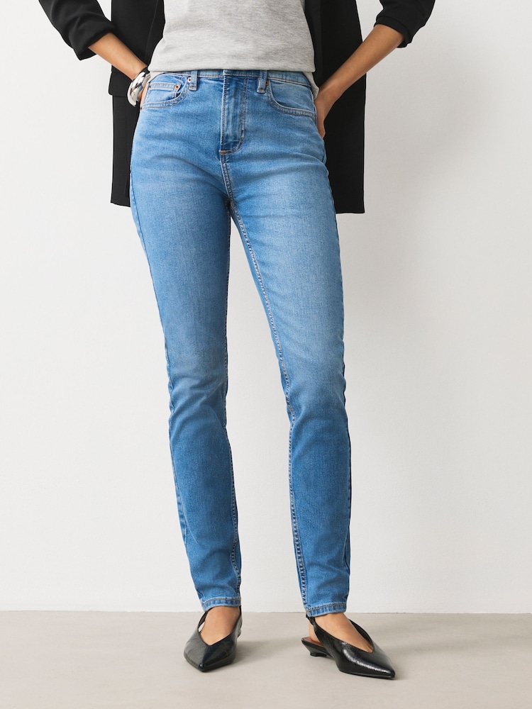 Light Blue Mid Rise Stretch Skinny Jeans - Image 2 of 8