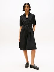 Tommy Hilfiger Black Relaxed Midi Linen Blend Shirt Dress - Image 1 of 5