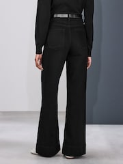 Black High Rise Stretch Wide Leg Jeans - Image 3 of 8