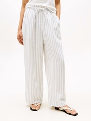 Tommy Hilfiger White Pure Linen Wide Leg Trouser - Image 1 of 5
