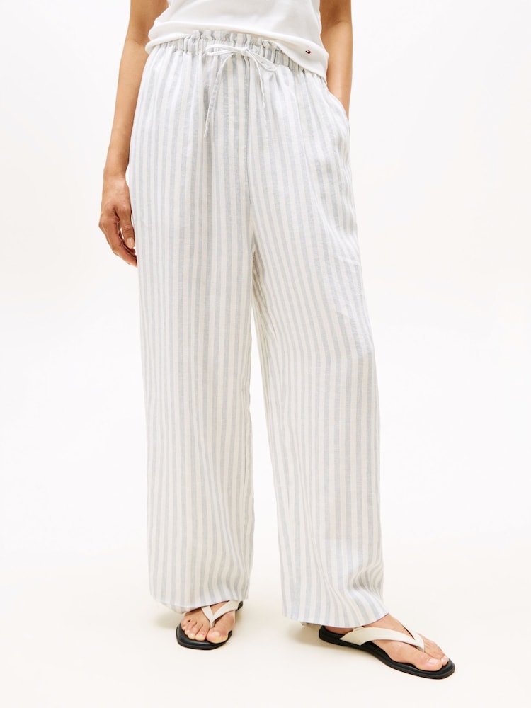 Tommy Hilfiger White Pure Linen Wide Leg Trouser - Image 1 of 5 Tommy Hilfiger White Pure Linen Wide Leg Trouser - Image 1 of 5