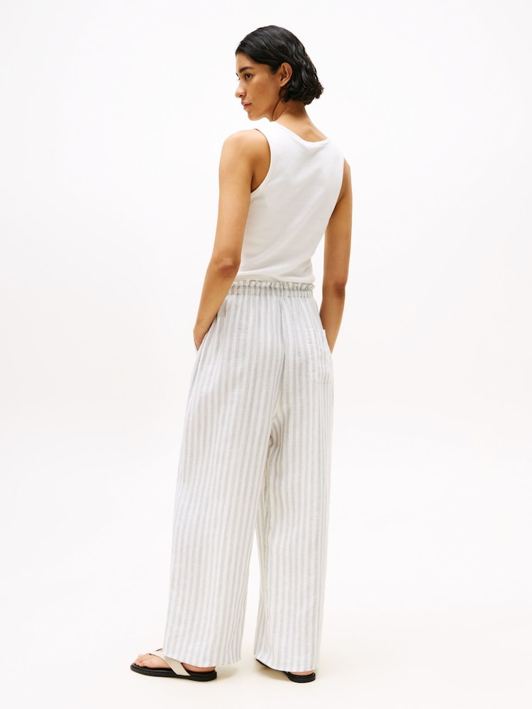 Tommy Hilfiger White Pure Linen Wide Leg Trouser - Image 2 of 5 Tommy Hilfiger White Pure Linen Wide Leg Trouser - Image 2 of 5