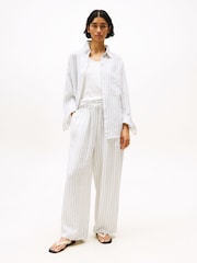 Tommy Hilfiger White Pure Linen Wide Leg Trouser - Image 3 of 5
