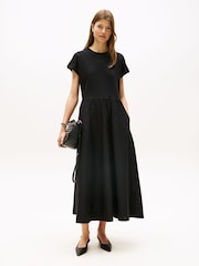 Tommy Hilfiger Black Gold Tone Button Midi Dress - Image 1 of 5