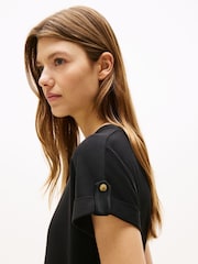 Tommy Hilfiger Black Gold Tone Button Midi Dress - Image 4 of 5