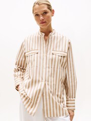 Tommy Hilfiger Natural Collarless Poplin Shirt - Image 1 of 5