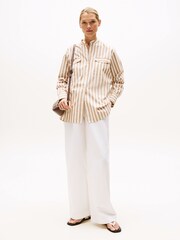 Tommy Hilfiger Natural Collarless Poplin Shirt - Image 3 of 5