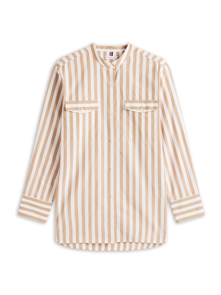 Tommy Hilfiger Natural Collarless Poplin Shirt - Image 5 of 5
