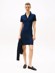 Tommy Hilfiger Blue Slim Open Neck Polo Shirt - Image 1 of 5