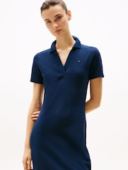 Tommy Hilfiger Blue Slim Open Neck Polo Shirt - Image 3 of 5