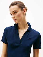Tommy Hilfiger Blue Slim Open Neck Polo Shirt - Image 4 of 5