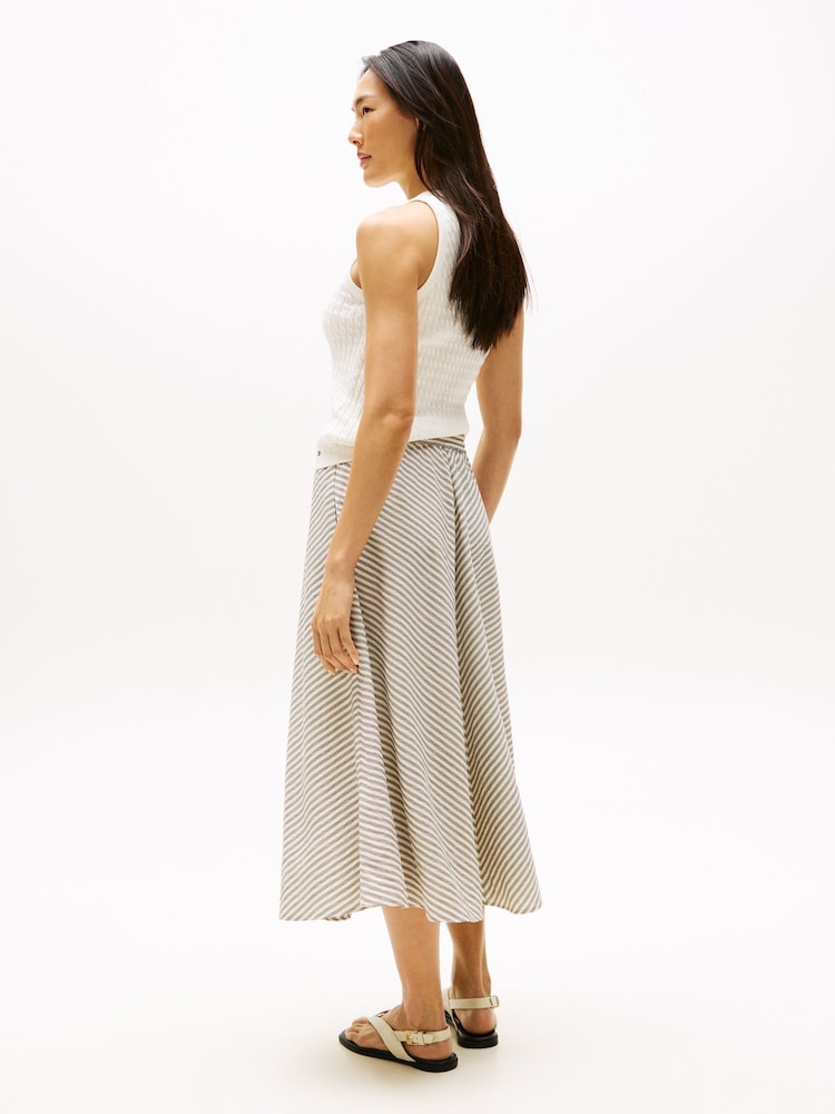 Tommy Hilfiger Natural Crinkle A-Line Midi Skirt - Image 2 of 5