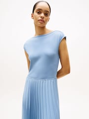 Tommy Hilfiger Blue Pleated Fit And Flare Maxi Dress - Image 2 of 5