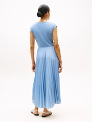 Tommy Hilfiger Blue Pleated Fit And Flare Maxi Dress - Image 4 of 5